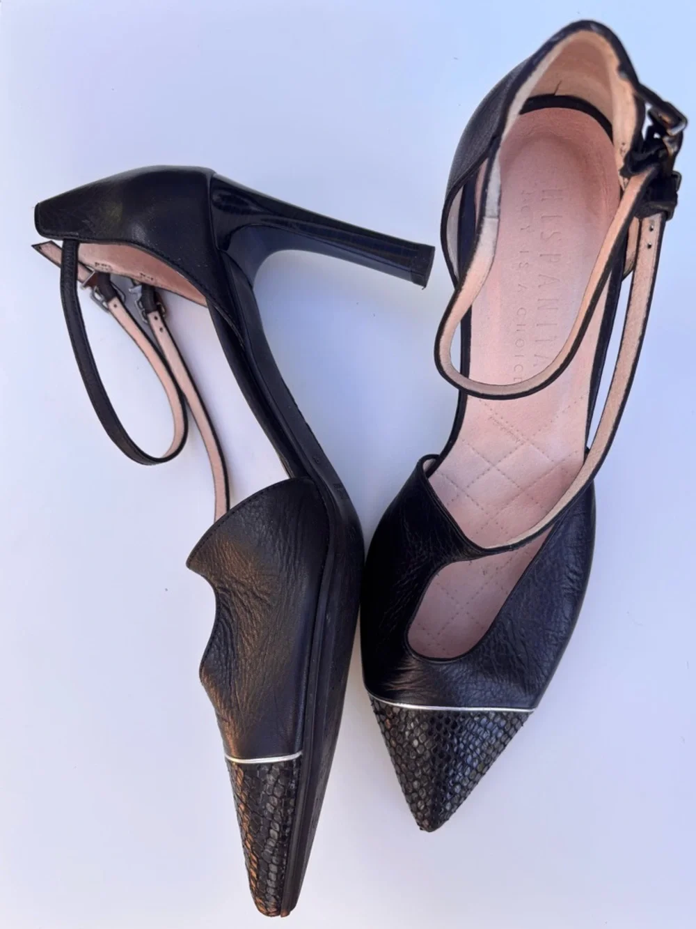 HISPANITAS| black leather two strap heels | size 42 - Picture 4 of 9